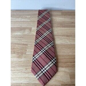 Burberry London Silk Tie Black Red Nova Check Plaid Made in Italy Vintage
